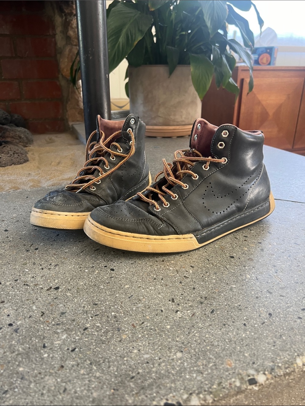Nike Black High-Top Sneakers with Tan Sole
